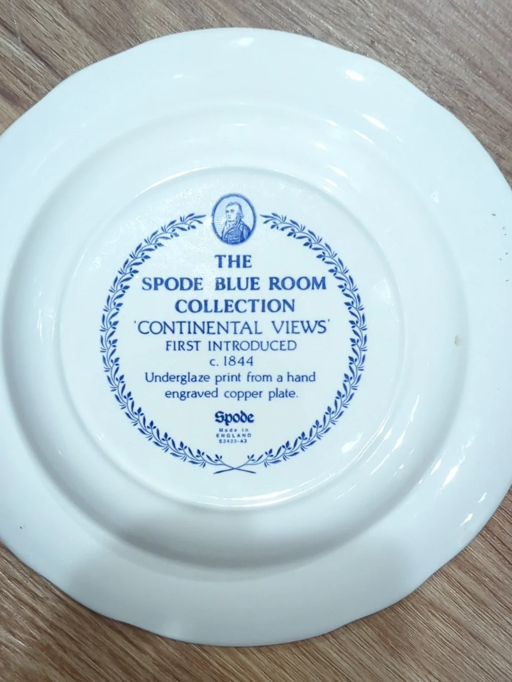 Spode Blue Room Collection White and Blue Continental Views Plate
